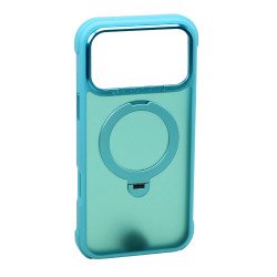 Translucent Matte Finish MagSafe Compatible Phone Case with 360 Rotating Magnetic Kickstand for Apple iPhone 17 Pro Max (Blue)